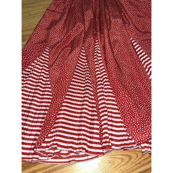 Vintage Assorti For Susan Freis Red/White Dress Pleated Flowy Ruffle 80s‎ S/M - Picture 10 of 16